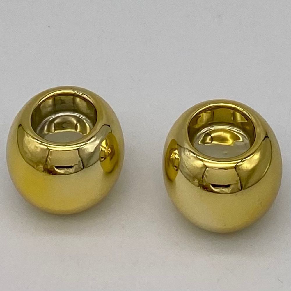 Gold Round Tea Light Candle Holder Pair